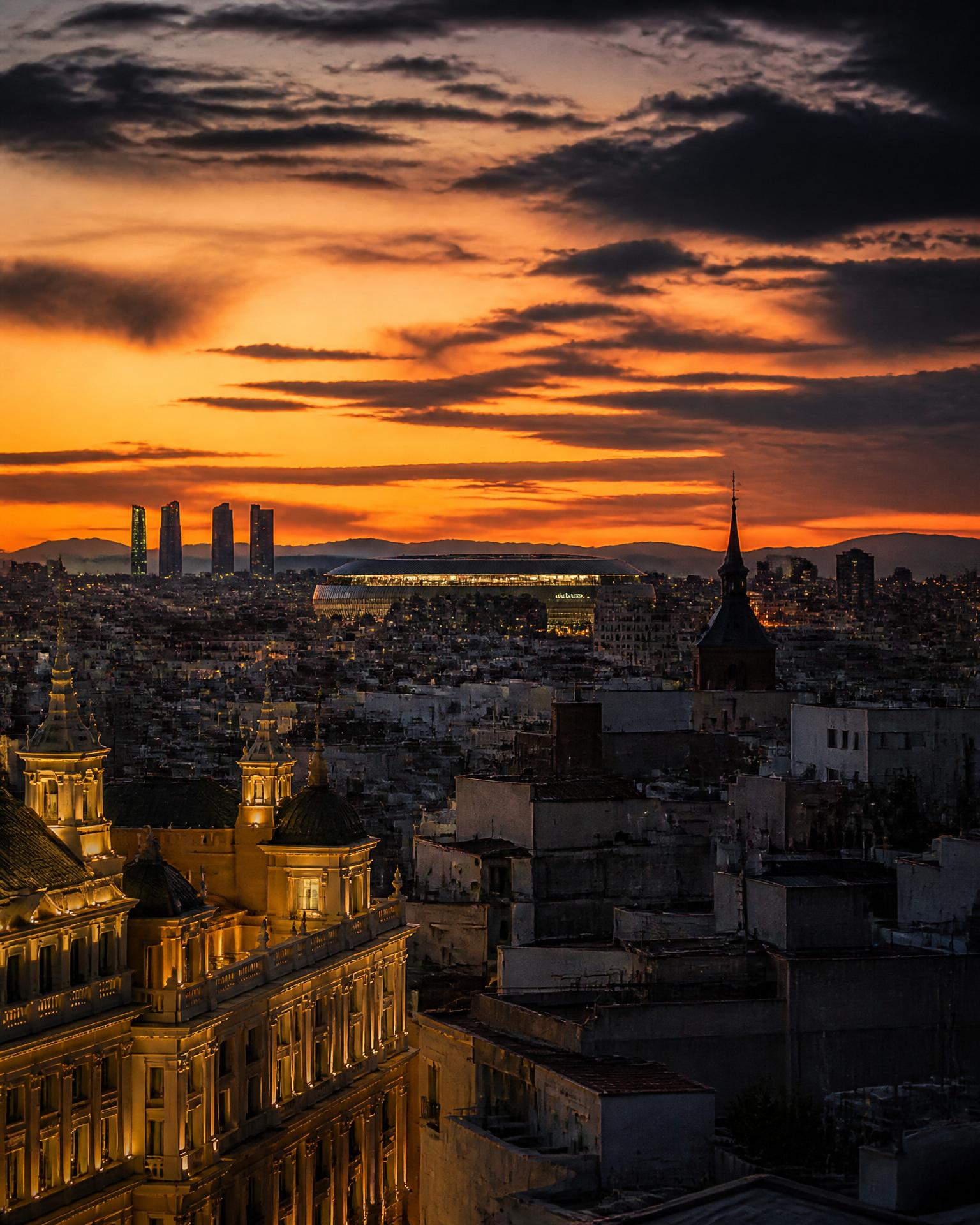 Madrid rooftops at dusk